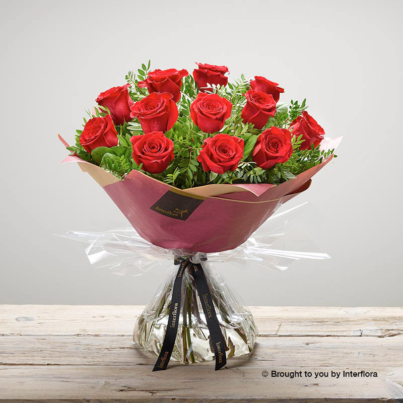 Selection of Hand-tied Red Roses 12, 18 or 24 Red Roses